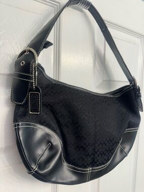 Coach Soho Black Signature Canvas and Leather shoulder bag